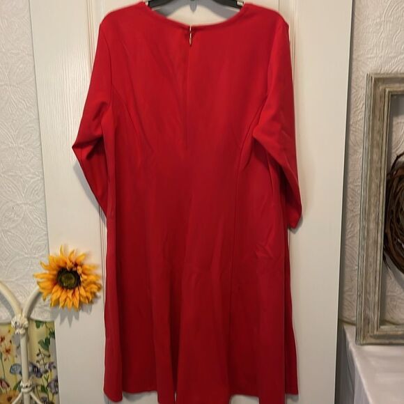 Draper James Long Sleeve Fit & Flare Dress. Lipstick Red. Size 1X. NWT. - Picture 7 of 7
